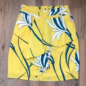 Anthropologie Yellow Floral Skirt with peplum sz 4
